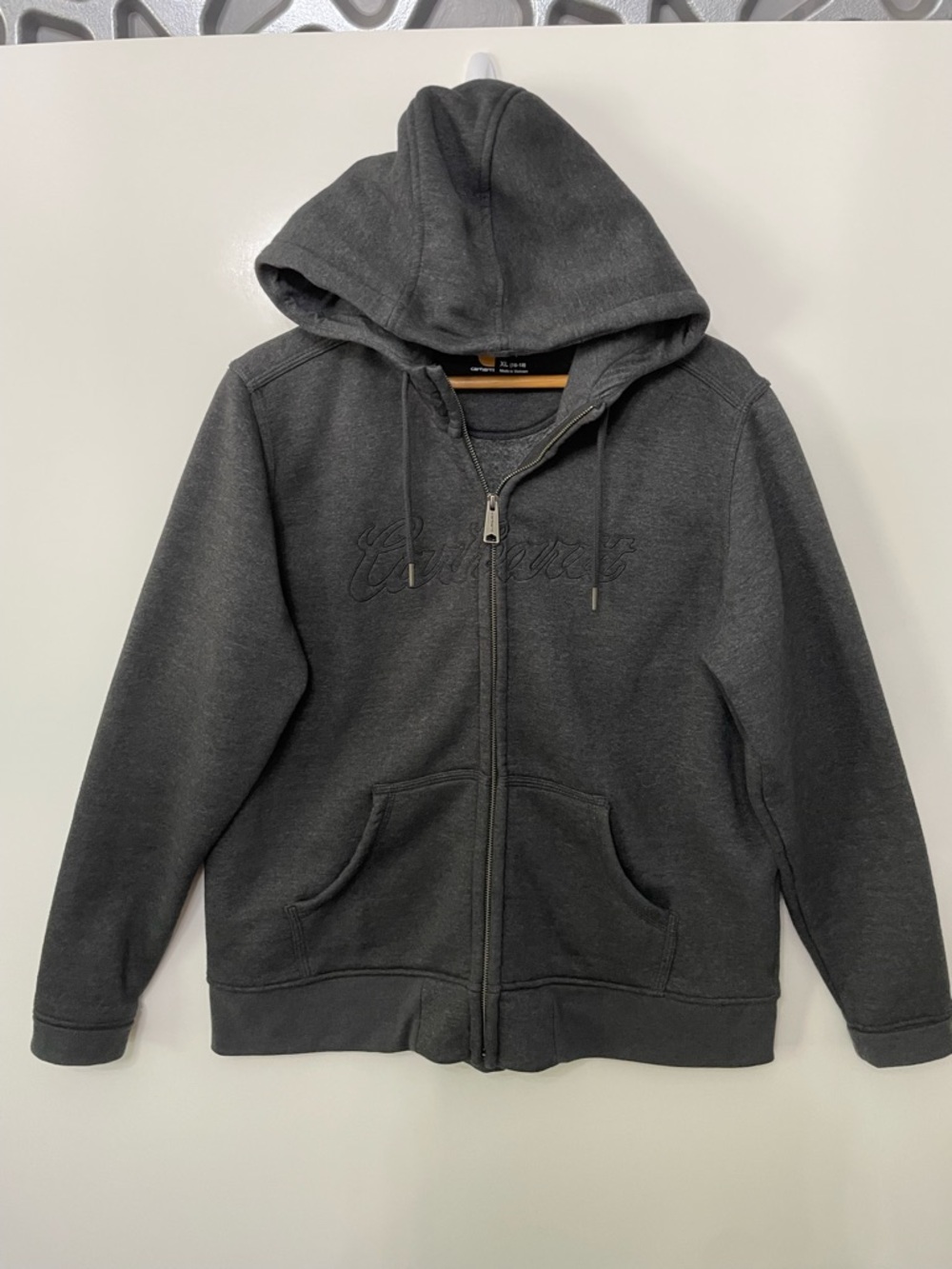Carhartt Full Zip Sweatshirt Hooded Charcoal Gray Womens XL Warm Gorp Workwear